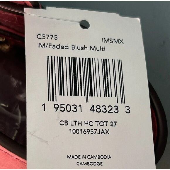 New Coach Leather Tote 27 Bag Pink Peach Blush C5775 Horse Carriage Colorblock - Picture 5 of 16